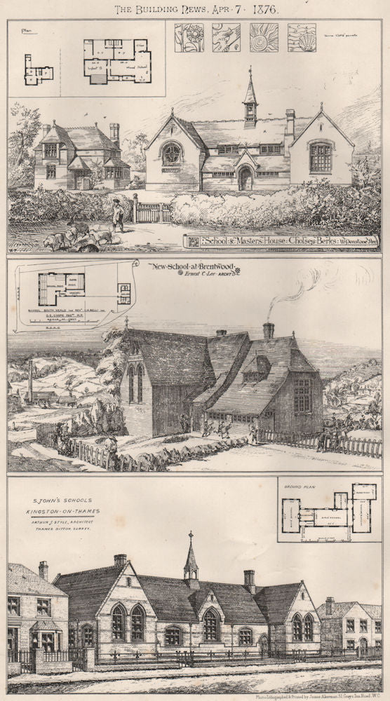 Schools. Cholsey, Berkshire; Brentwood; St. John's, Kingston-on-Thames 1876